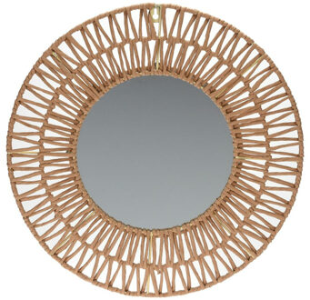 Home & Styling Spiegel - rond - naturel - 45cm - met papier - wandspiegel