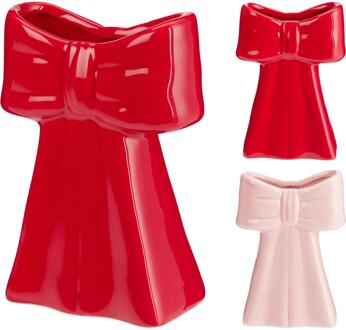 Home & Styling Strik vaas 13cm rood of roze verschillende