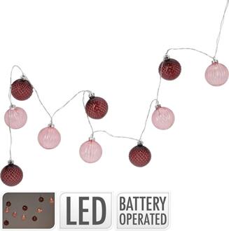 Home & Styling Stringverlichting LED met ballen glas 10 roze