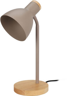 Home & Styling Tafellamp/bureaulampje Design Light - hout/metaal - beige - H36 cm