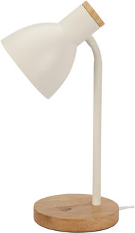 Home & Styling Tafellamp/bureaulampje Design Light - hout/metaal - wit - H36 cm