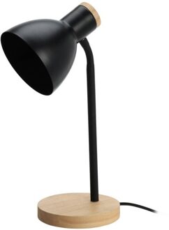 Home & Styling Tafellamp/bureaulampje Design Light - hout/metaal - zwart - H36 cm - Leeslamp - Bureaulampen