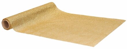 Home & Styling Tafelloper - goud - glitters - L250 x B28 cm - Tafellakens Goudkleurig