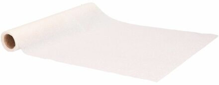 Home & Styling Tafelloper - wit - glitters - L250 x B28 cm - polyester - tafelkleed loper