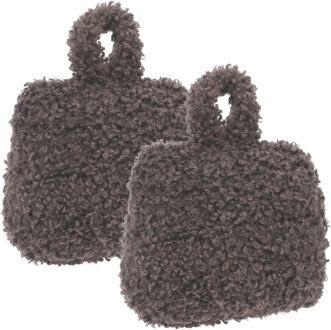 Home & Styling Teddy Deurstopper - 2x - 1 kg - grijs - stof - gewicht - 7 x 17 cm - deurstop