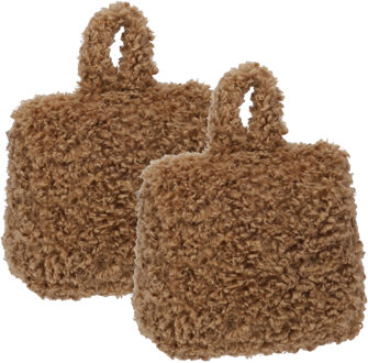 Home & Styling Teddy Deurstopper - 2x - 1 kg - taupe - stof - gewicht - 7 x 17 cm - deurstop