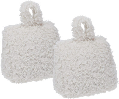 Home & Styling Teddy Deurstopper - 2x - 1 kg - wit - stof - gewicht - 7 x 17 cm - deurstop