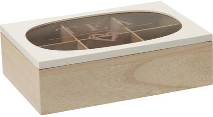 Home & Styling Theedoos 24x16cm hout/glas bruin