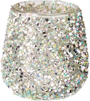 Home & Styling Theelichthouder met kralen groen H8cm