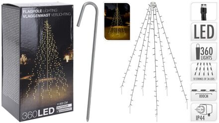 Home & Styling Vlaggenmast Verlichting 360 Led 800 cm Wit