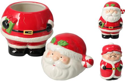 Home & Styling Voorraadpot kerstman 21cm aardewerk rood
