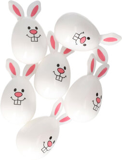 Home & Styling Vulbare hobby kunststof paaseieren - 8 cm - 6x stuks - witte kip - Paasdecoraties