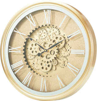 Home & Styling Wandklok/muur klok Lausanne - Vintage Metal - Dia 50 cm - metaal/glas - goud