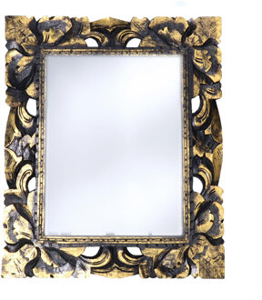 Home & Styling Wandspiegel Baroque - goud - mdf frame - brede lijst - 50 x 60 cm - Gang - Toilet - Kamer