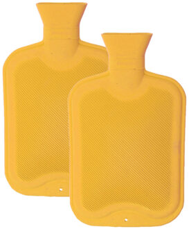 Home & Styling Warmwaterkruik - 2 stuks - 2 liter - van rubber - geel
