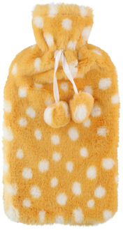 Home & Styling Warmwaterkruik - 2L - goud/wit - met hoes - kruik - stippen Goudkleurig