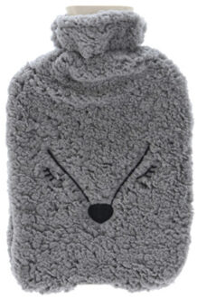 Home & Styling Warmwaterkruik - 2L - grijs - kruik met hoes - vos - dierenkruik