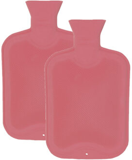 Home & Styling Warmwaterkruik - 2x - 2L - roze - rubber - kruik - bedkruik