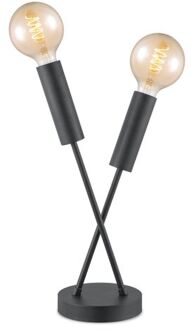 Home Sweet Home Industri?le Tafellamp Twint Zwart 16x16x46cm - Metaal