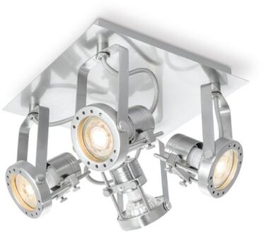 Home Sweet Home LED Opbouwspot Robo V4 - dimbaar - geborsteld staal Zilver