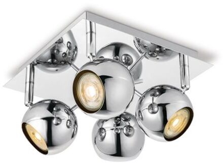 Home Sweet Home Opbouwspot Bollo 4 - incl. dimbare LED lamp - chroom Zilver