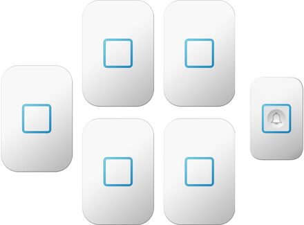 Home Welkom Draadloze Deurbel Waterdicht 1 Knop 5 Ontvanger 300M Remote Us Eu Uk Au Plug Home Led Light deur Ring Bell Chime wit 1x5 / VS