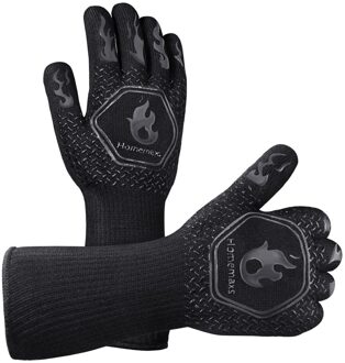 Homemaxs Paar Ovenwant Hittebestendige Lager dan 800 ℃ Katoen Siliconen Beschermende Bbq Grillen (Zwart, rood) zwart 1