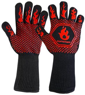 Homemaxs Paar Ovenwant Hittebestendige Lager dan 800 ℃ Katoen Siliconen Beschermende Bbq Grillen (Zwart, rood)