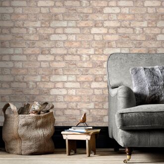 Homestyle Behang Brick Wall Beige En Grijs