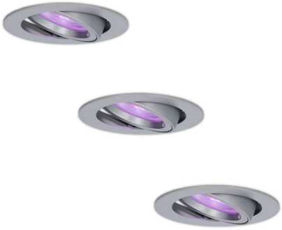Homeylux® Smart WiFi LED inbouwspot 3 stuks 5,5W RVS Jose - Dimbaar RGBWW - Kantelbaar - IP20 - 400lm - Bedienbaar via Homeylux® App - Google Home en Amazon Alexa
