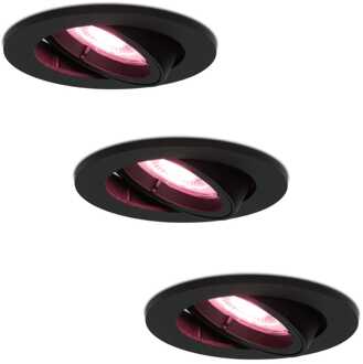Homeylux® Smart WiFi LED inbouwspots Zwart 3 stuks dimbaar RGBWW - Oslo - kantelbaar - IP20 - 400lm - Bedienbaar via Homeylux® App - Google Home en Amazon Alexa