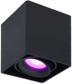 Homeylux® Smart Wifi LED Opbouwspot Zwart Vierkant - 5,5W RGBWW - Dimbaar en Kantelbaar - Slimme Plafondspot Esto - Bedienbaar via Homeylux® App - Google Home en Amazon Alexa