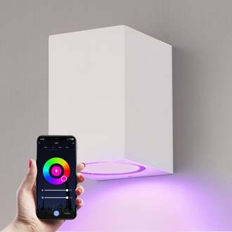 Homeylux® Smart Wifi LED Wandlamp Wit met 5,5W Dimbare RGBWW GU10 spot - IP44 - 400lm - Marion - Geschikt voor Binnen en Buiten