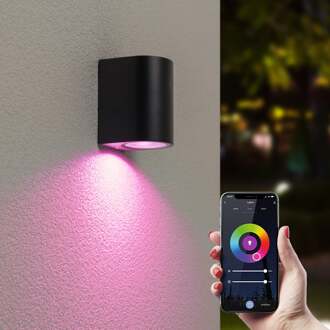 Homeylux® Smart Wifi LED Wandlamp Zwart - incl 5,5W Dimbare RGBWW spot - IP44 - 400lm - Slimme muurlamp Alvin - Geschikt voor Binnen en Buiten