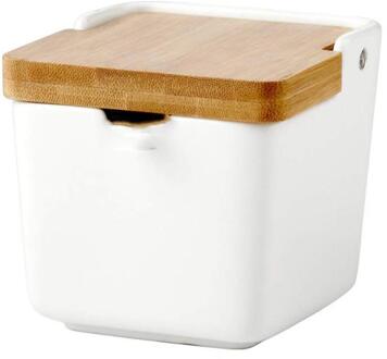 Homie Keramische Kruiderij Met Cover Suiker Container Zout Shaker Opslag Pot Huishoudelijke Kruiden Pot Bamboe Lade Kruidkruik Soja Kan 1 stk