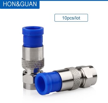 Hon & Guan 10Pcs RG6 Connector Coax Coax Compressie Fitting Waterdicht Anti-Corrosie Compressie Coax F Conector Gereedschap