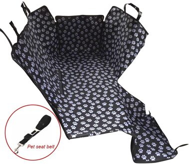 Hond Auto Seat Cover Waterdichte Opvouwbare Hangmat Draagbare Hond Matten Anti-Kras Auto Rear Back Seat Mat Voor kleine Middelgrote Honden zwart met belt