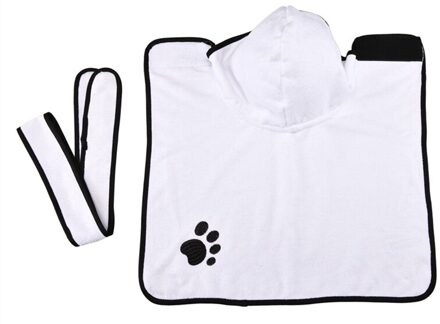 Hond Badjas Snelle Absorberend Zacht En Comfortabel Hond Claw Geborduurd Patroon Met Riem Verstelbare Hals Huisdier Kleding W / S