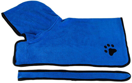 Hond Badjas Warme Hondenkleding Absorberende Huisdier Drogen Handdoek Borduren Poot Kat Hood Pet Badhanddoeken Grooming Pet Product S / Blauw
