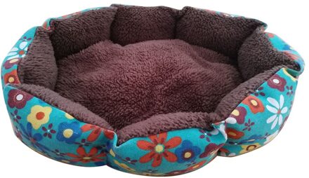 Hond Bed Pow Print Pet Achthoekige Kennel Super Zacht Katoen Fluwelen Winter Warm Kat Nest Winter Hond Bed Katoen hond Bed Kat Nest bloem