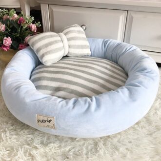 Hond Bed, vier Seizoenen Kleine En Middelgrote Huisdieren Warme En Fluwelen Antislip Ademend Duurzaam Kennel Sofa Accessoires Kat Huis blauw / S (diameter 45CM)