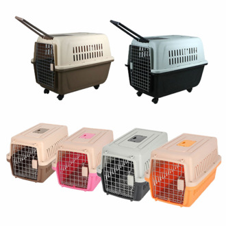 Hond En Kat Drager Voor Ariline Goedgekeurd Reizen Plastic Huisdier Kooi Grijs / 48x32x30cm