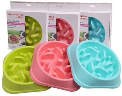 Hond Feeding Bowls Puppy Slow Down Eten Feeder Schotel Kom Voorkomen Obesitas Honden Benodigdheden B / roze 1stk