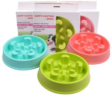 Hond Feeding Bowls Puppy Slow Down Eten Feeder Schotel Kom Voorkomen Obesitas Honden Benodigdheden E / groen 1stk