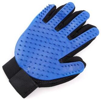 Hond Haar Remover Handschoenen Kam Zachte Siliconen Katten Bad Leverancier Grooming Reinigingsborstel Zachte Efficiënte Massage Huisdieren Product Blauw / links hand
