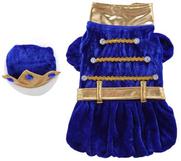 Hond Halloween Kleding Kostuum Funny Cosplay Prins En Koning Outfits Set 2-legged Jas Jas Met Hoed Voor kleine Honden M / Blauw