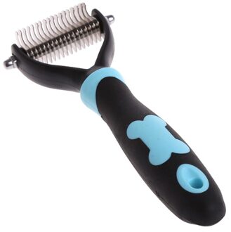 Hond Huisdier Borstel Dematting Grooming Deshedding Tool Trimmer Kam Rake 10/13/18 Bladen blauw L