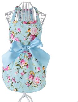 Hond Jurk Zomer Print Strik Rok Hond Kleding Voor Kleine Grote Pet Party Verjaardag Trouwjurk Puppy Kostuum Blauw / M