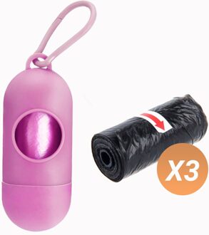 Hond Kak Tassen Wc Tas Rollen Voor Uitwerpselen Met Dispenser Hond Kak Zakken Niet Giftig Plastic Packs roze dispenser + 3 rolls