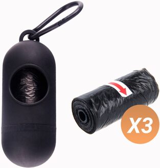 Hond Kak Tassen Wc Tas Rollen Voor Uitwerpselen Met Dispenser Hond Kak Zakken Niet Giftig Plastic Packs zwart dispenser + 3 rolls